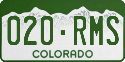 CO license plate 020RMS