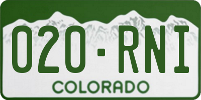 CO license plate 020RNI