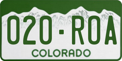 CO license plate 020ROA
