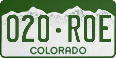 CO license plate 020ROE