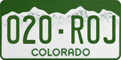 CO license plate 020ROJ