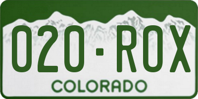 CO license plate 020ROX
