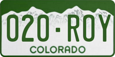 CO license plate 020ROY