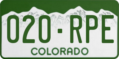 CO license plate 020RPE