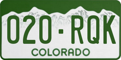CO license plate 020RQK