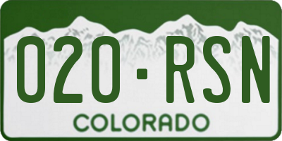 CO license plate 020RSN