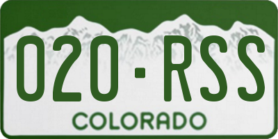 CO license plate 020RSS