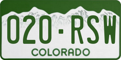 CO license plate 020RSW