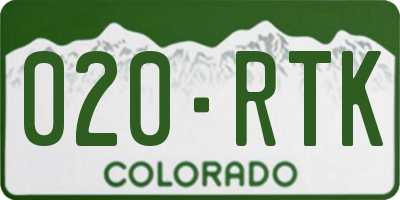CO license plate 020RTK