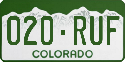 CO license plate 020RUF