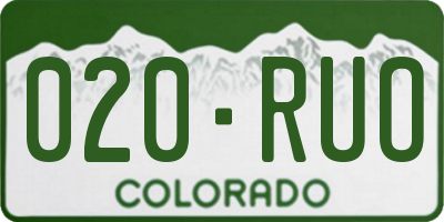 CO license plate 020RUO