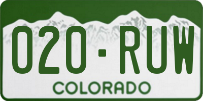 CO license plate 020RUW
