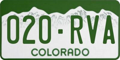 CO license plate 020RVA