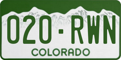 CO license plate 020RWN