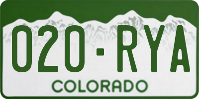CO license plate 020RYA