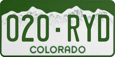 CO license plate 020RYD