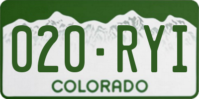CO license plate 020RYI