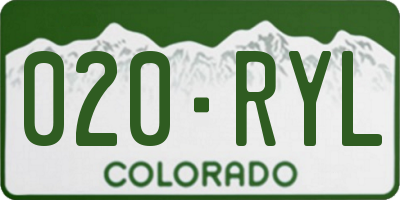 CO license plate 020RYL