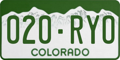 CO license plate 020RYO