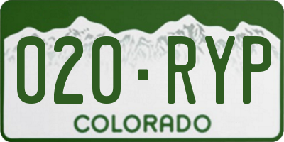 CO license plate 020RYP