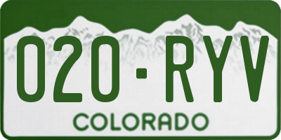 CO license plate 020RYV