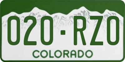 CO license plate 020RZO
