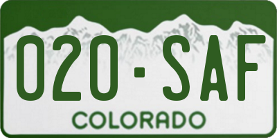 CO license plate 020SAF
