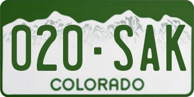 CO license plate 020SAK