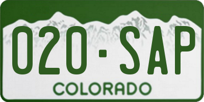 CO license plate 020SAP