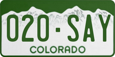 CO license plate 020SAY