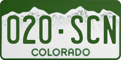 CO license plate 020SCN