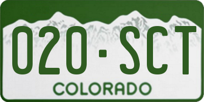 CO license plate 020SCT
