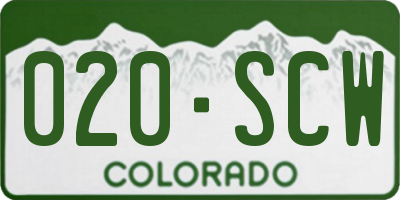 CO license plate 020SCW