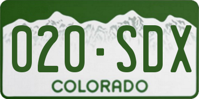 CO license plate 020SDX