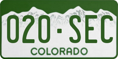 CO license plate 020SEC