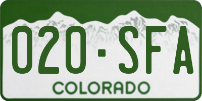 CO license plate 020SFA