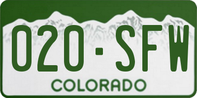 CO license plate 020SFW