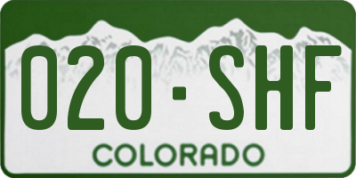 CO license plate 020SHF