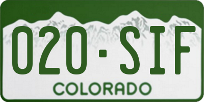 CO license plate 020SIF
