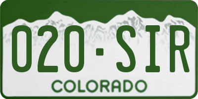 CO license plate 020SIR