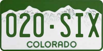 CO license plate 020SIX