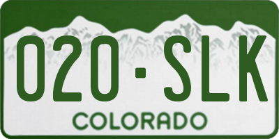 CO license plate 020SLK