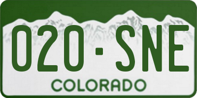 CO license plate 020SNE