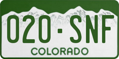 CO license plate 020SNF