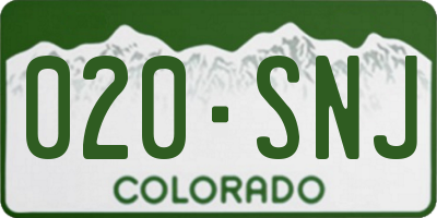 CO license plate 020SNJ