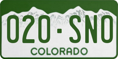 CO license plate 020SNO