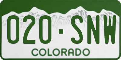 CO license plate 020SNW