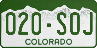 CO license plate 020SOJ