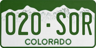 CO license plate 020SOR