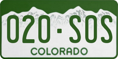 CO license plate 020SOS